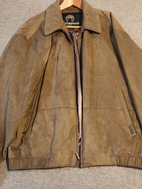 Vintage Weatherproof Brown Suede Jacket with Shimmery Brown Lining
